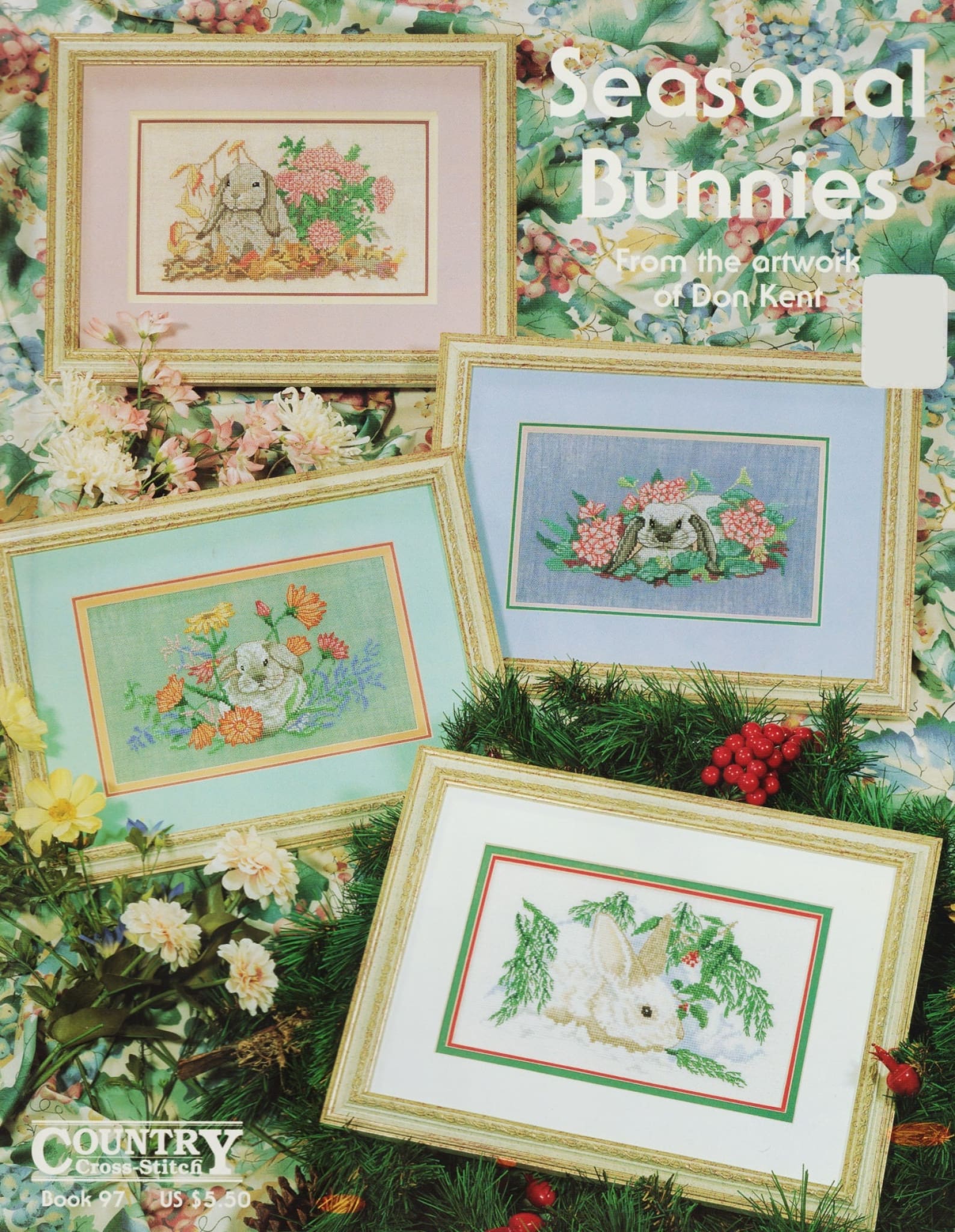 Country Cross-Stitch Seasonal Bunnies 97 rabbit bunnies cross stitch pattern