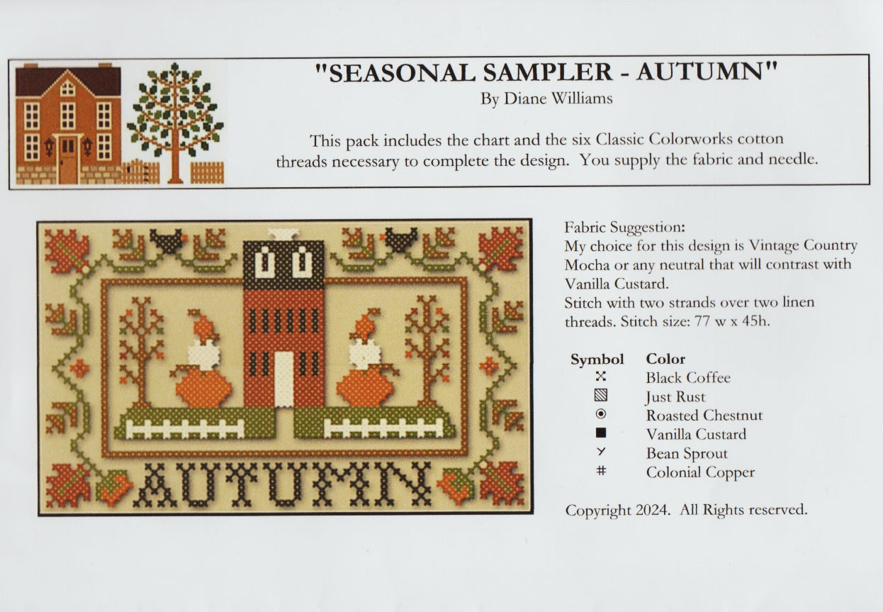 Little House Needleworks Seasonal Sampler - Autumn cross stitch pattern