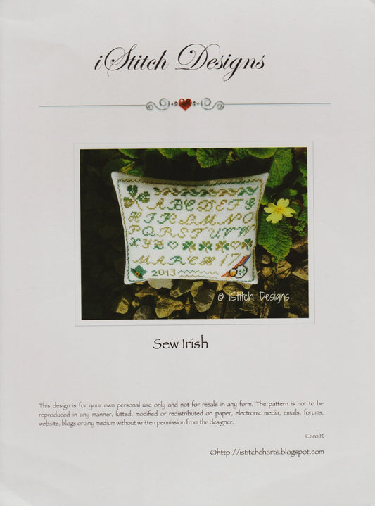 iStitch Sew Irish pillow cross stitch pattern