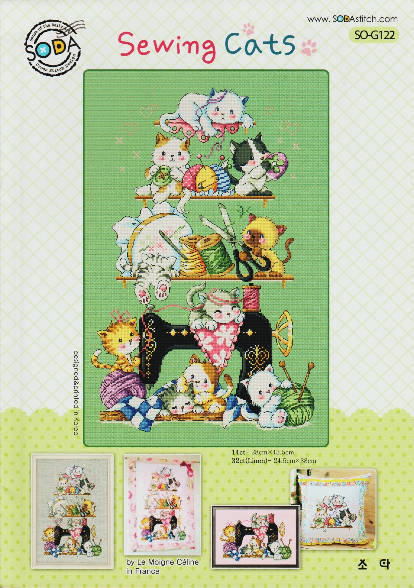 Soda Stitch Sewing Cats SO-G122 cross stitch pattern