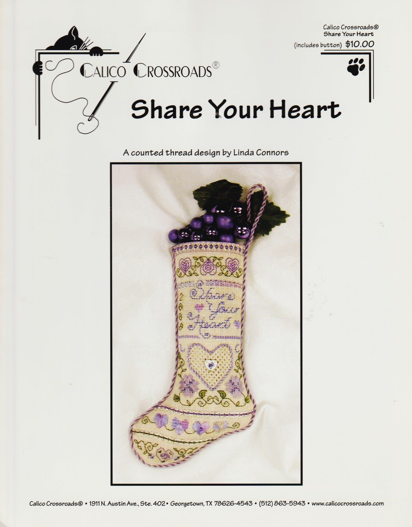 Calico Crossroads Share Your Heart cross stitch pattern