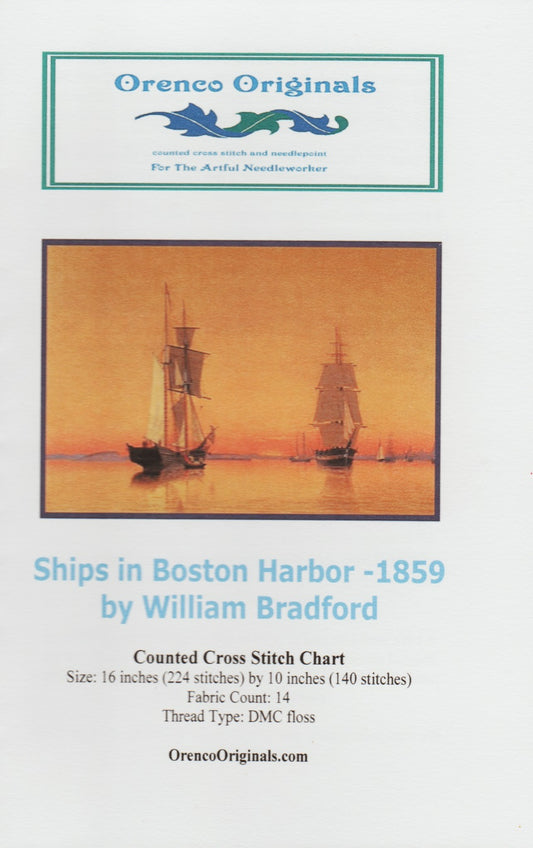 Orenco Originals Ships in Boston Harbor 1859 cross stitch pattern