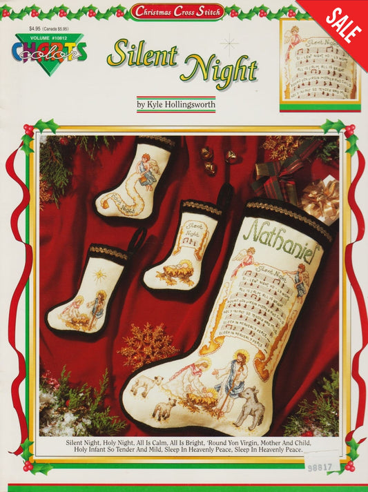 Color Charts Silent Night 10812 christmas stocking cross stitch pattern