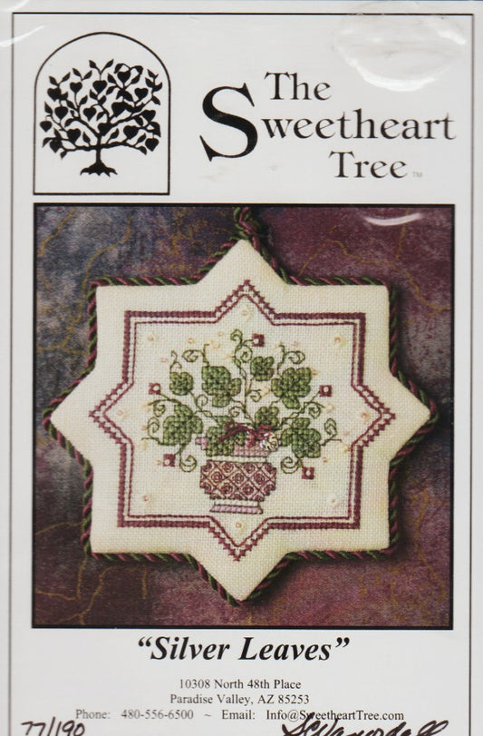 Sweetheart Tree Silver Leaves cross stitch pattern