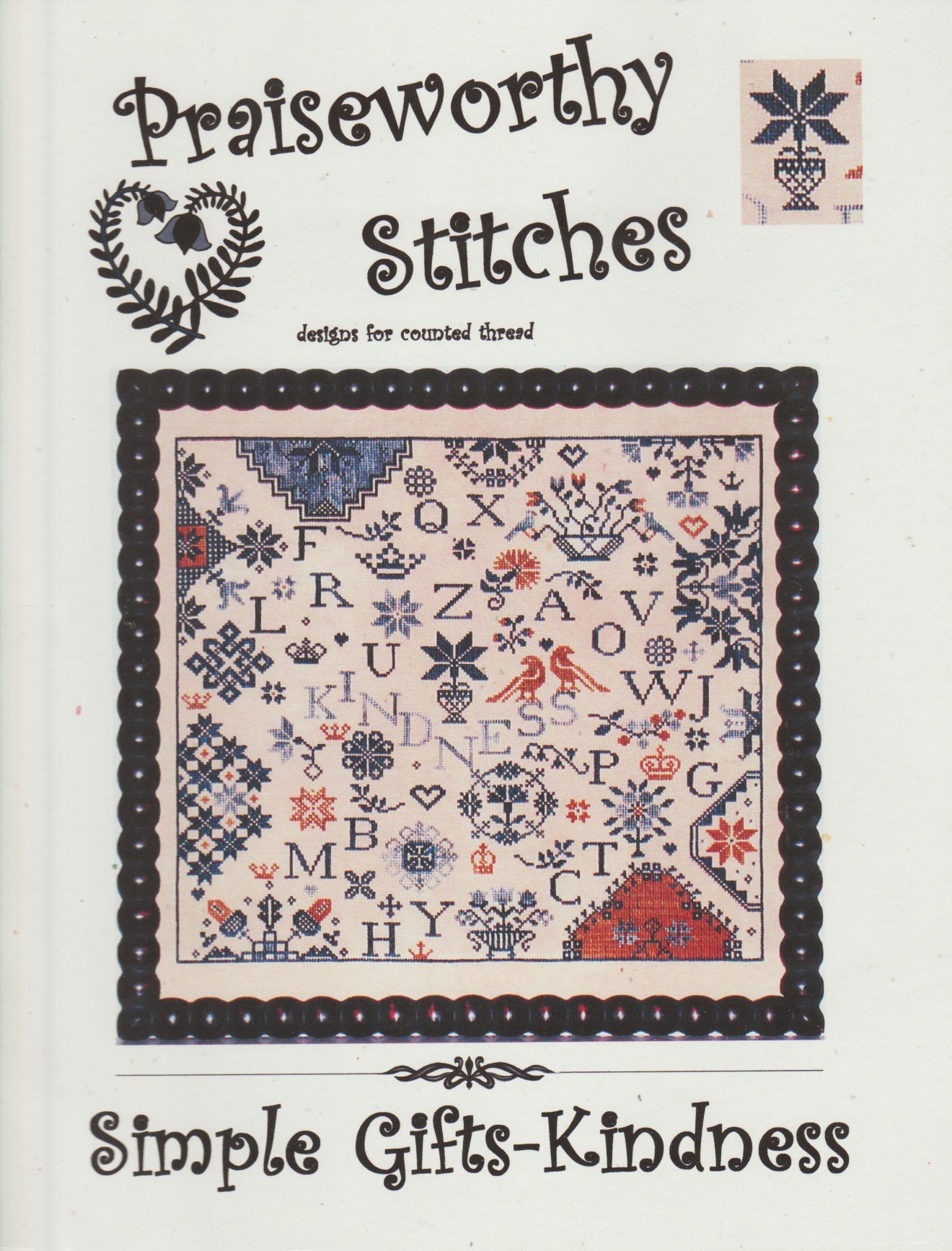 Praiseworthy Stitches Simple Gifts - Kindness cross stitch sampler pattern