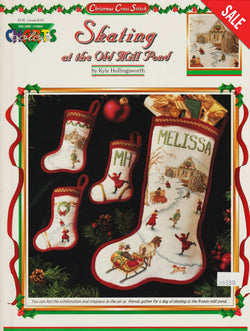 Color Charts Skating At The Old Mill Pond 10804 christmas stocking cross stitch pattern