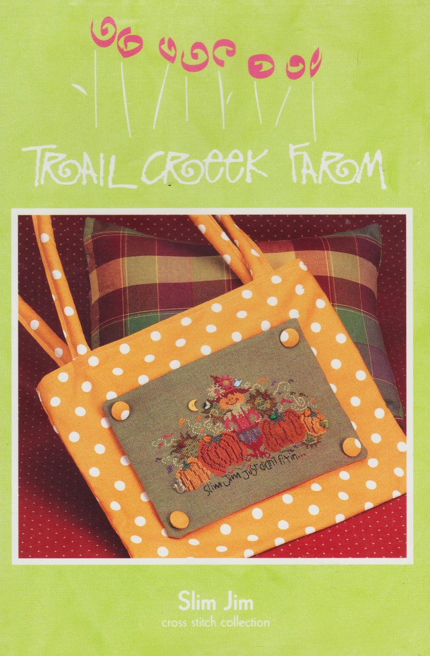 Trail Creek Farms Slim Jim halloween tahnksgiving cross stitch pattern