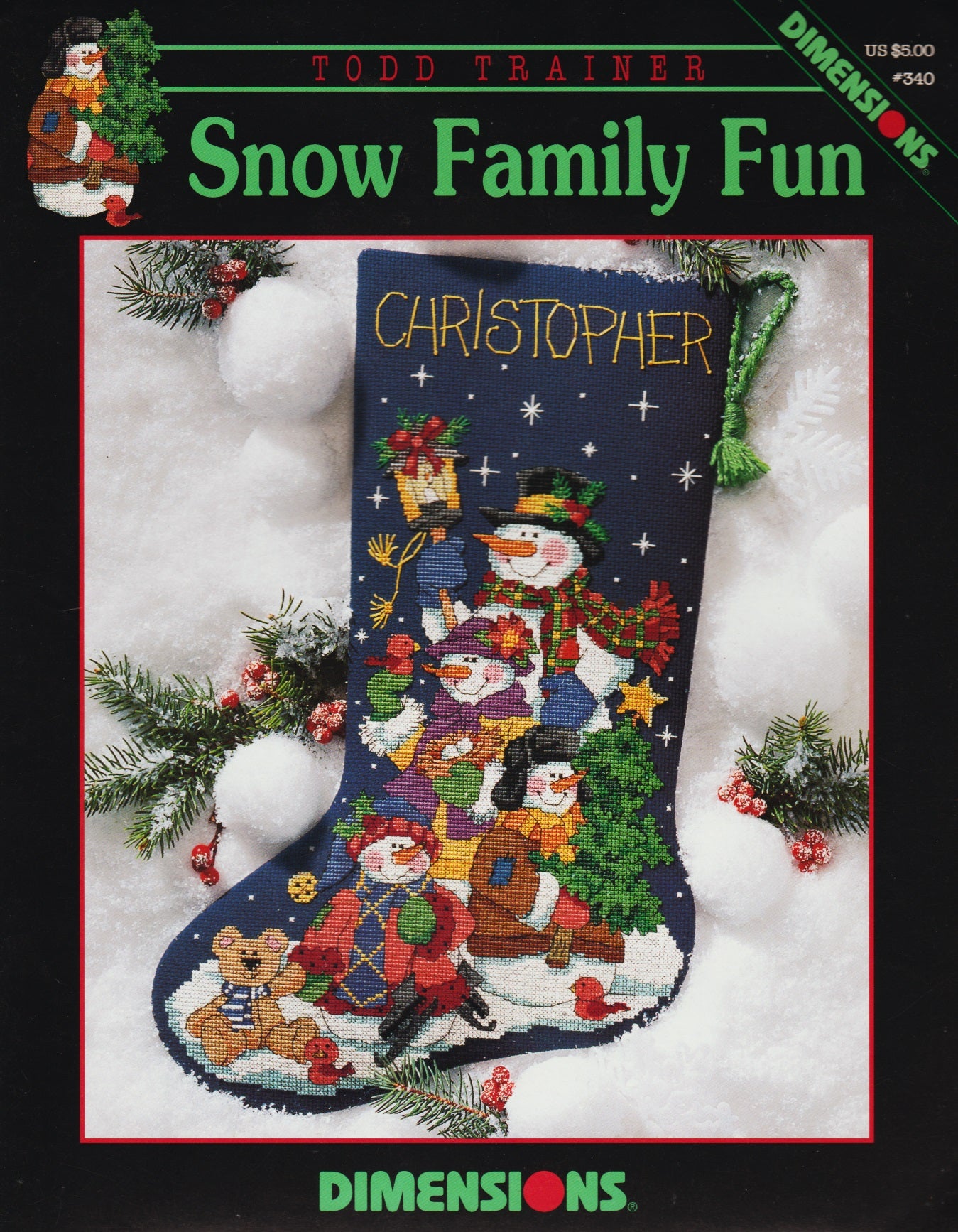 Dimensions Snow Family Fun 340 cross stitch stocking pattern