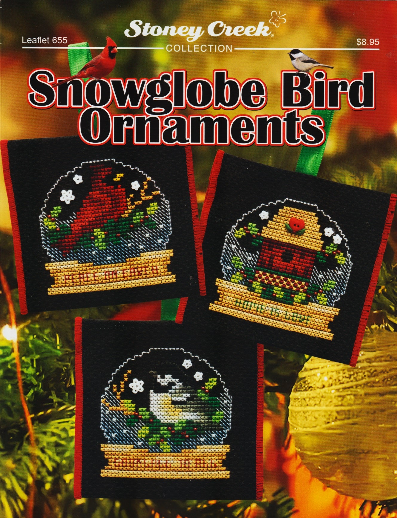 Stoney Creek Snowglobe Bird Ornaments LFT655 christmas cross stitch pattern