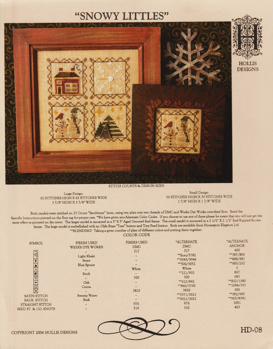 Hollis Designs Snowy Littles HD-08 cross stitch pattern