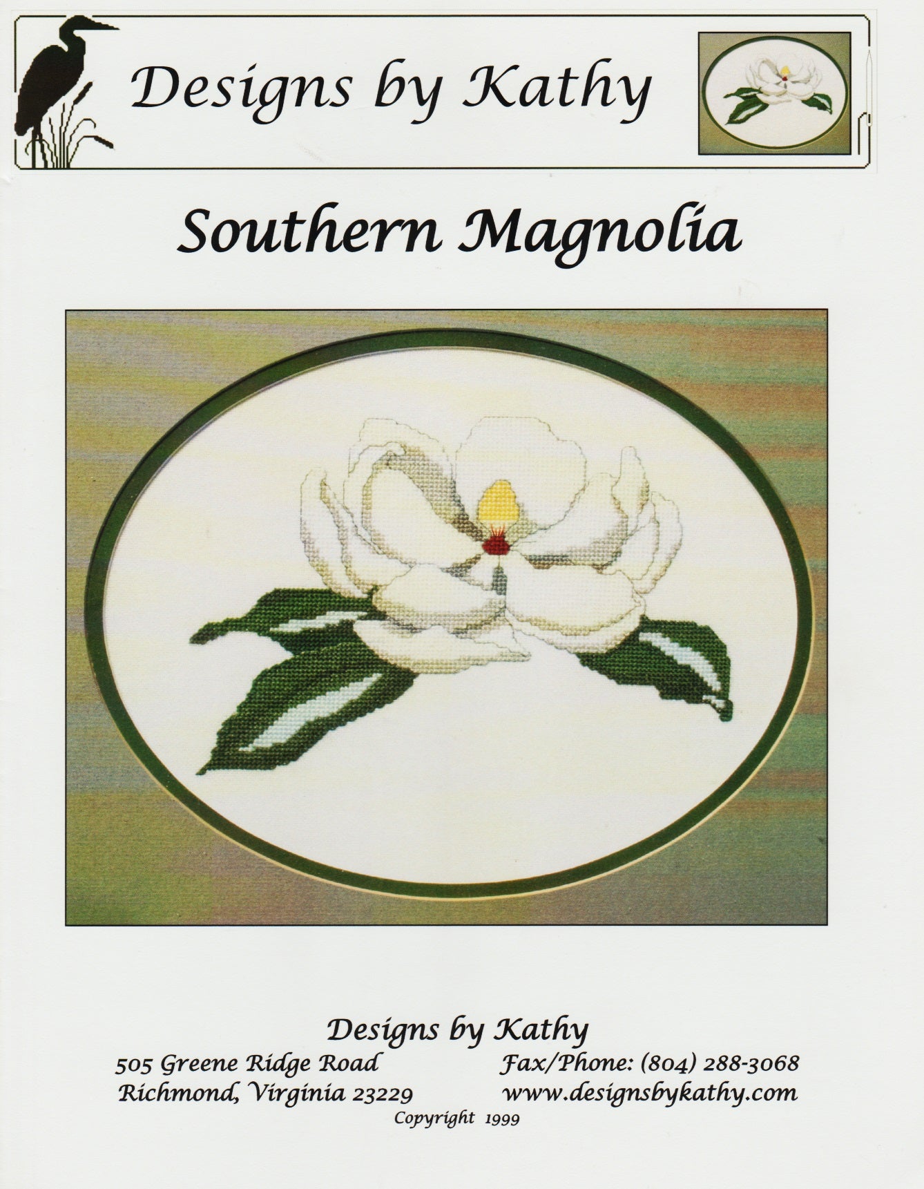 Designs by Kathy Southern Magnolia cross stitch pattern