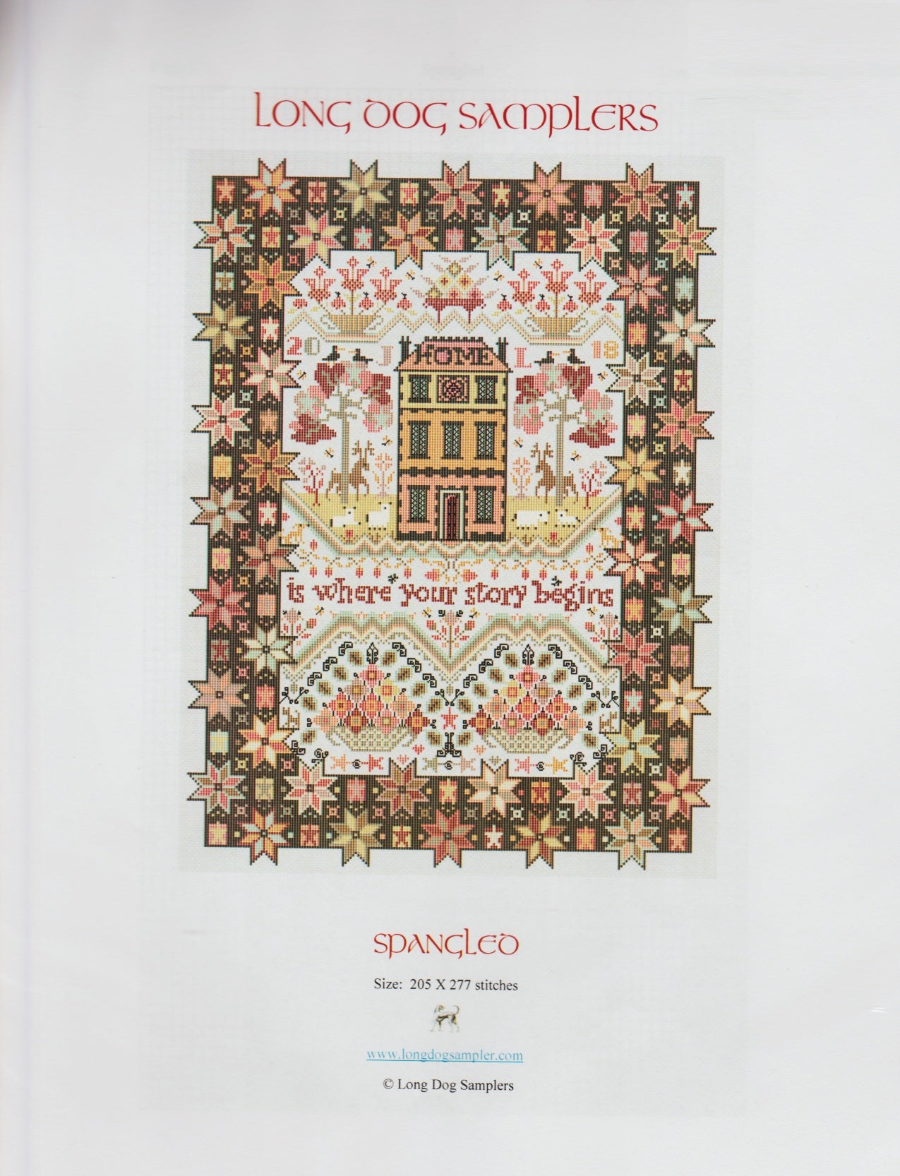Long Dog Samplers Spangleo cross stitch pattern
