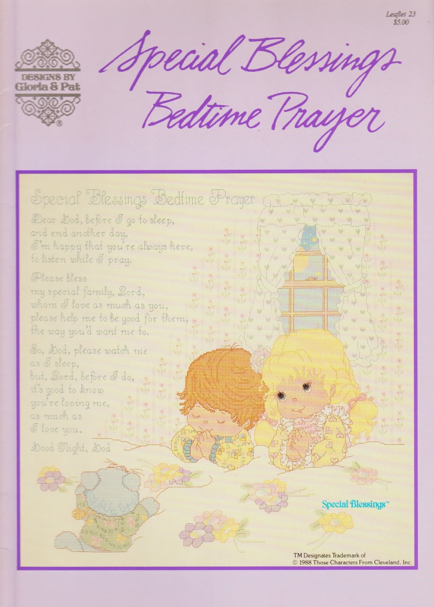 Gloria & Pat Special Blessings Bedtime Prayer 23 cross stitch pattern