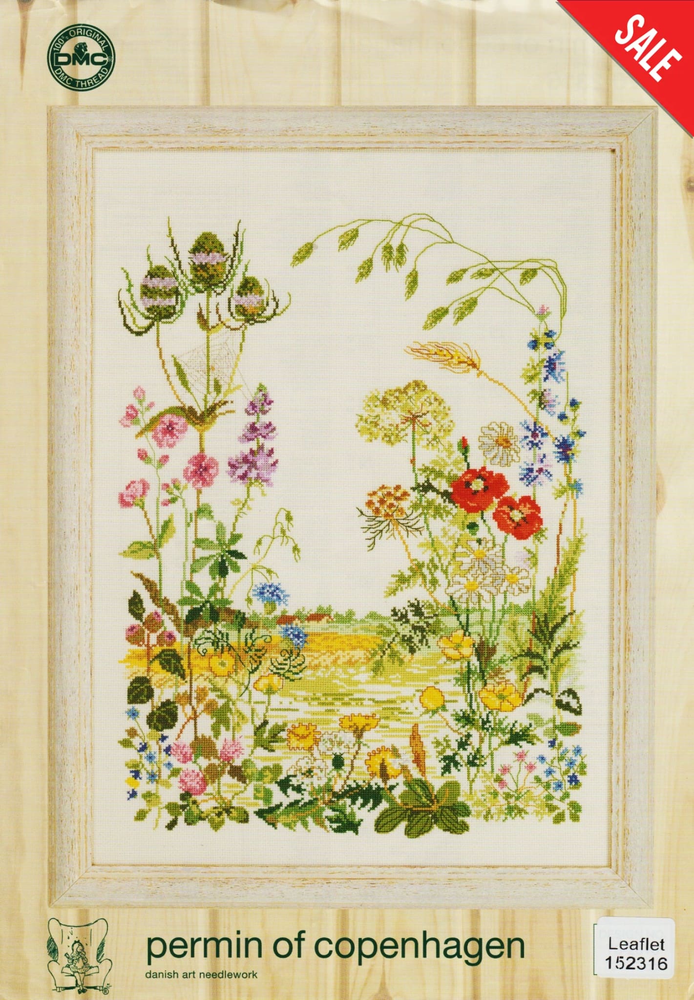 Permin of Copenhagen Spiders Web 152316 floral cross stitch pattern