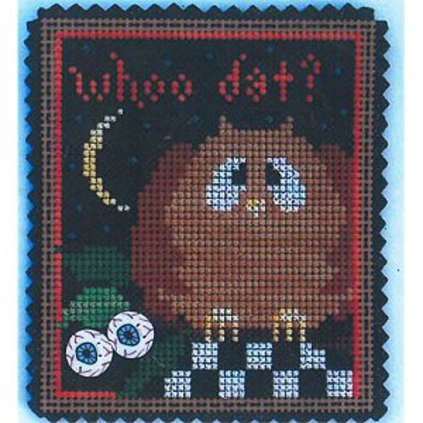 Val's Stuff Spook of the Month February Whoo Dat? cross stitch kit