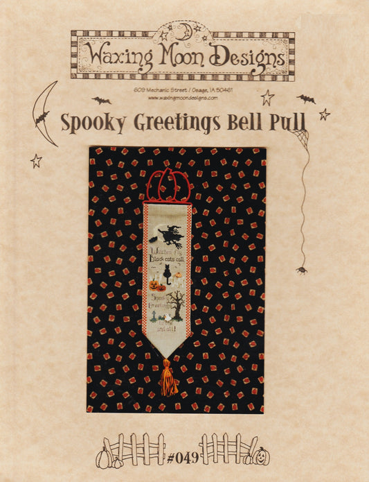 Waxing Moon Spooky Greetings Bell Pull 049 cross stitch pattern