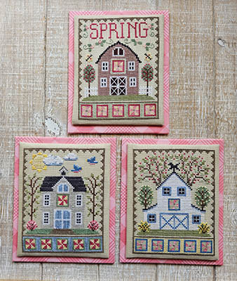 Waxing Moon Spring Barn Trio 223 cross stitch pattern