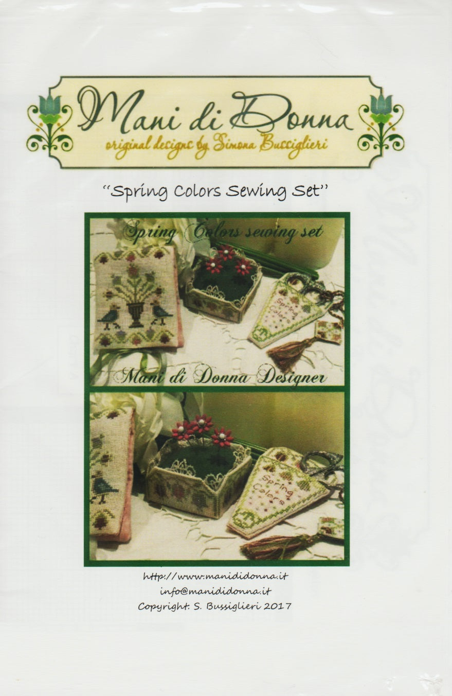 Mani di Donna Spring Colors Sewing Set cross stitch pattern