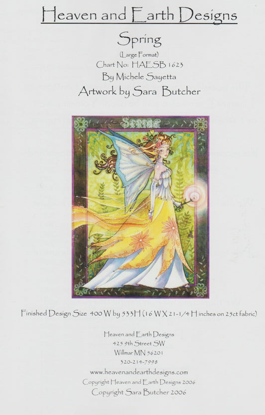 Heaven and Earth Designs Spring HAESB1623 cross stitch fairy pattern