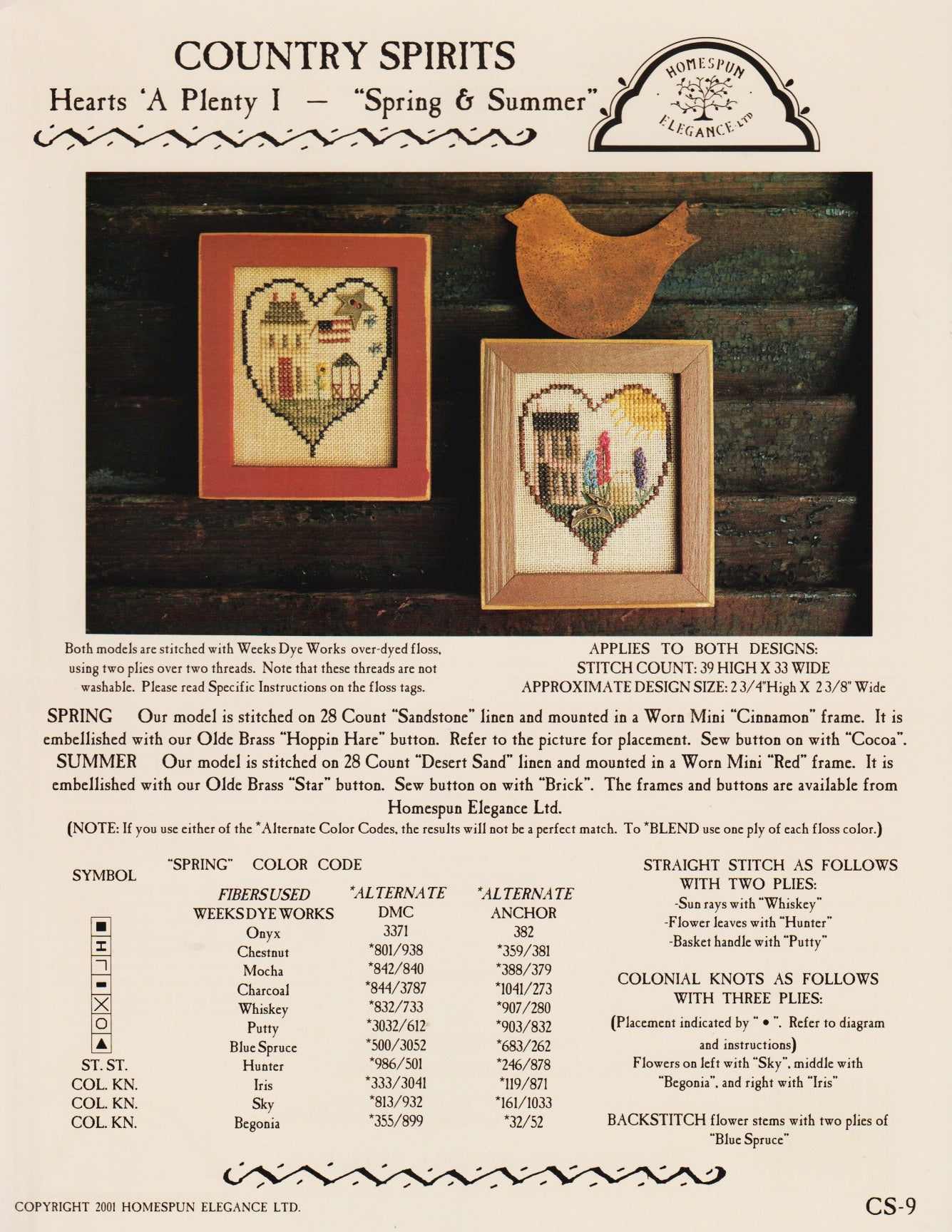 Homespun Elegance Spring & Summer CS-9 cross stitch pattern