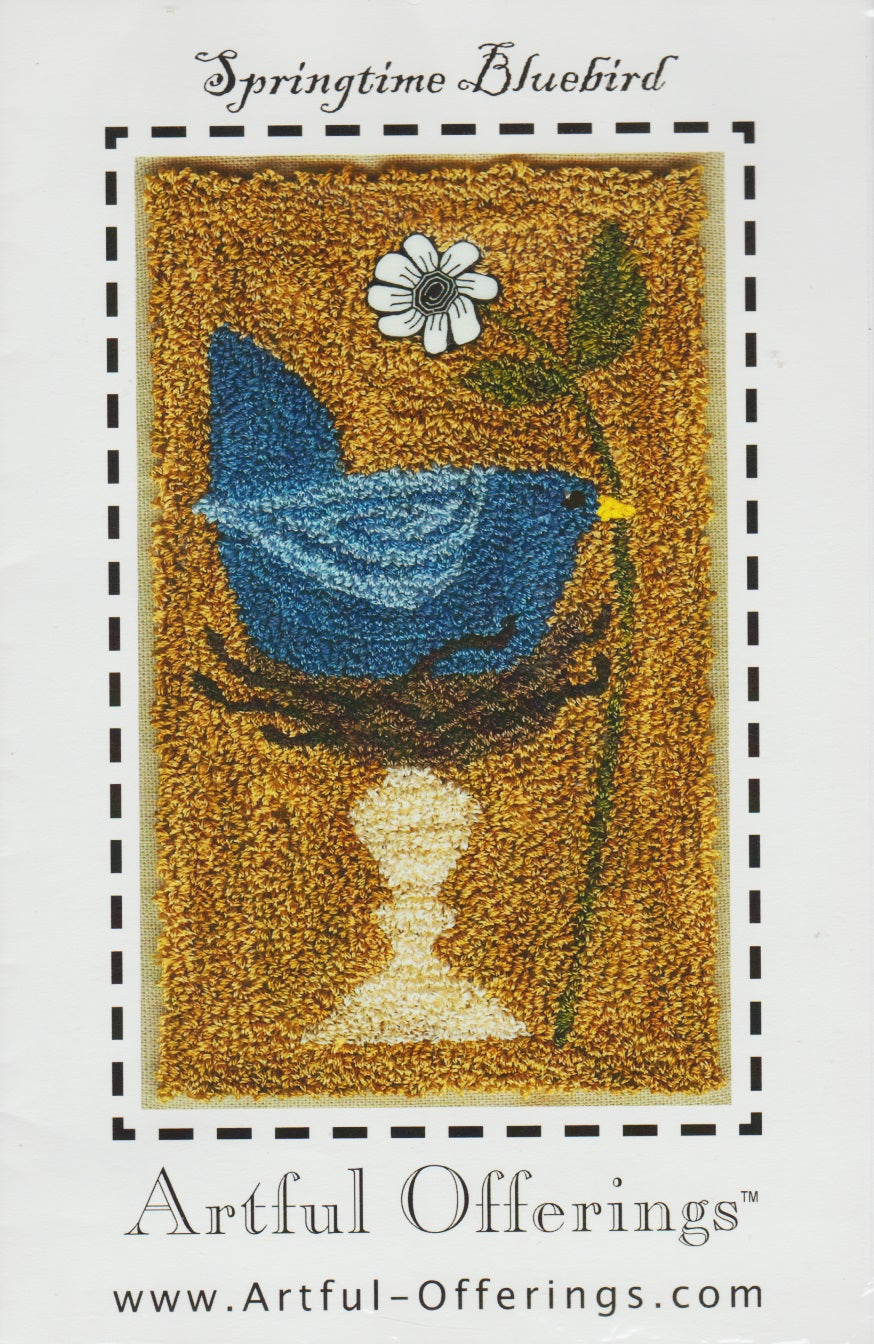 Artful Offerings Springtime Bluebird punchneedle pattern