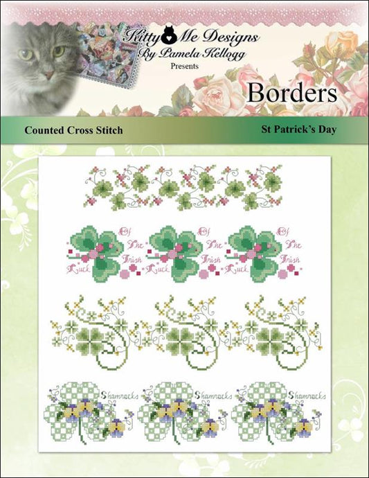 Kitty & Me St. Patrick's Day Borders cross stitch pattern