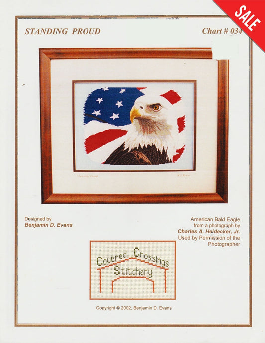 Covered Crossings Stitchery Standing Proud 034 patriotic eagle cross stitch pattern