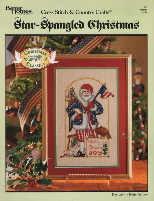 Cross Stitch & Country Crafts Better Homes Star-Spangled Christmas 39 Santa and Christmas Ornament cross stitch pattern