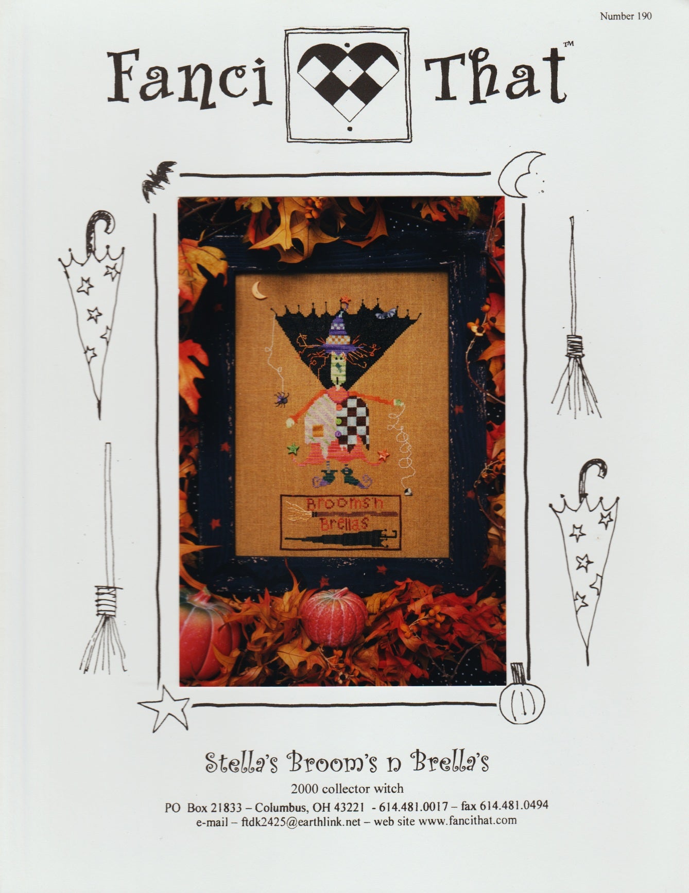 Fanci That Stella's Broom's n Brella's 190 Halloween cross stitch pattern