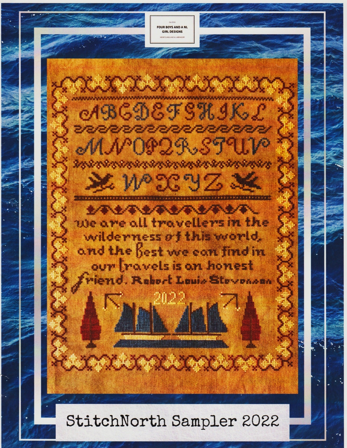 Four Boys and a NL Girl StitchNorth Sampler 2022 cross stitch pattern
