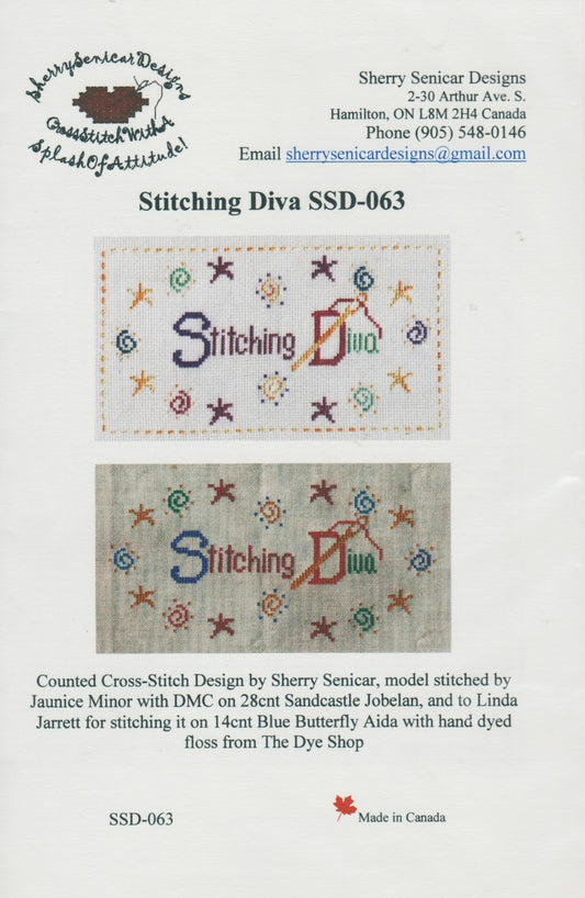 Sherry Senicar Designs Stitching Diva cross stitch pattern