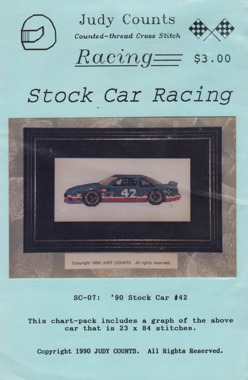 Judy Counts Stock Car Racing 42 cross stitch pattern