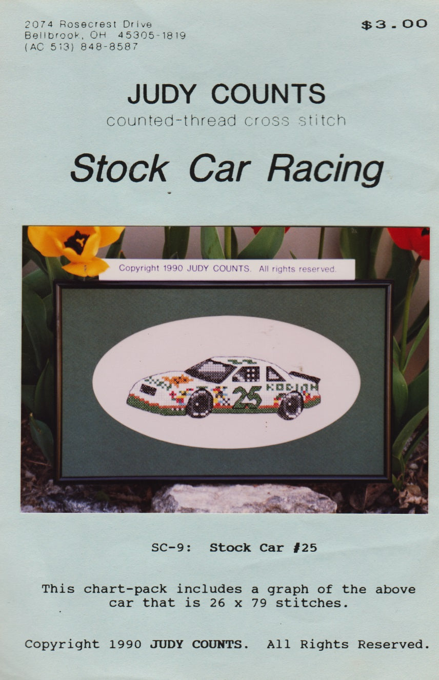 Judy Counts Stock Car #25 cross stitch racing car pattern