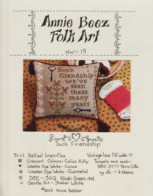 Annie Beez Folk Art Such Friendship NW-19 cross stitch pattern