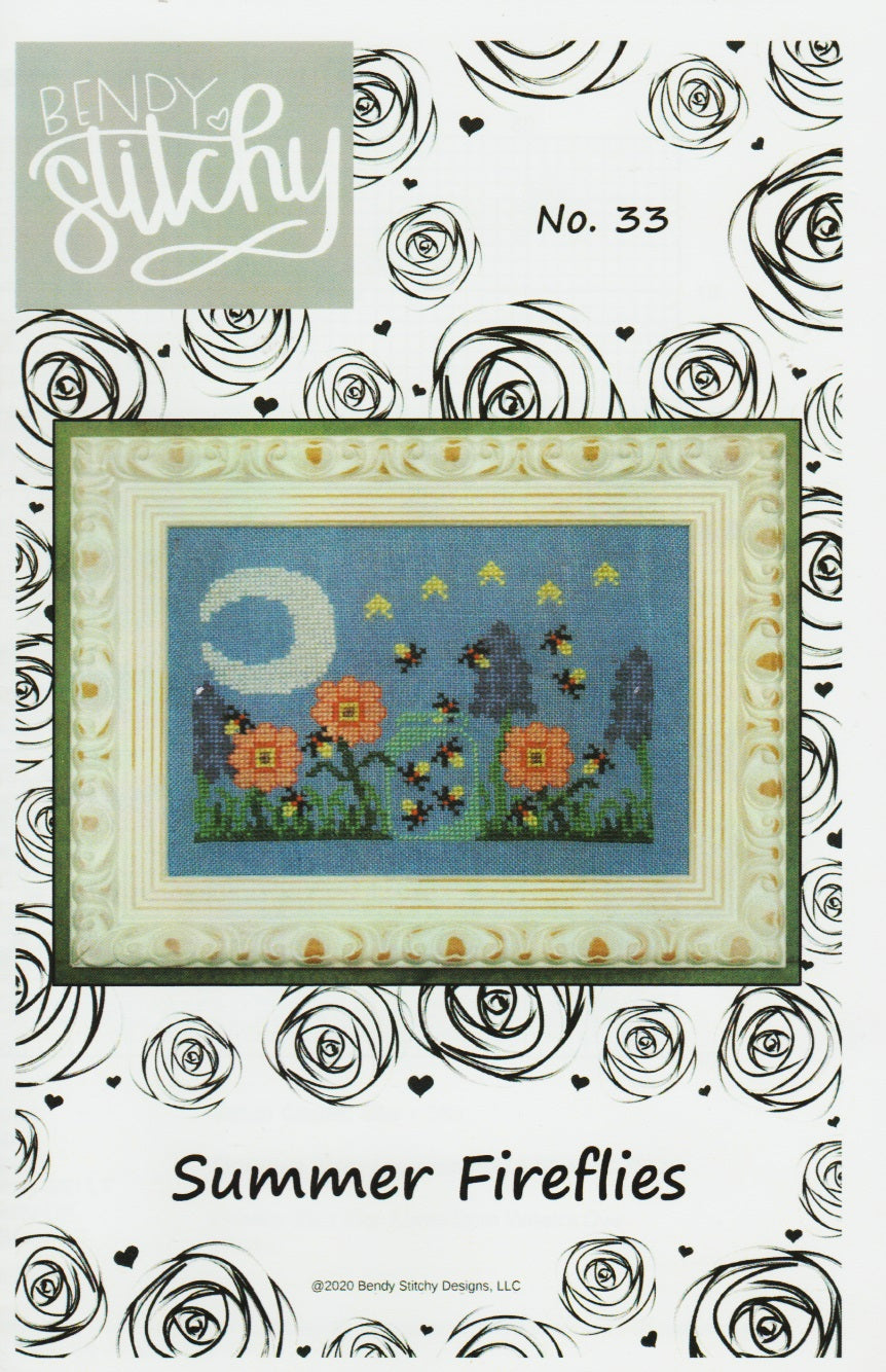 Bendy Stitchy Summer Fireflies 33 cross stitch pattern