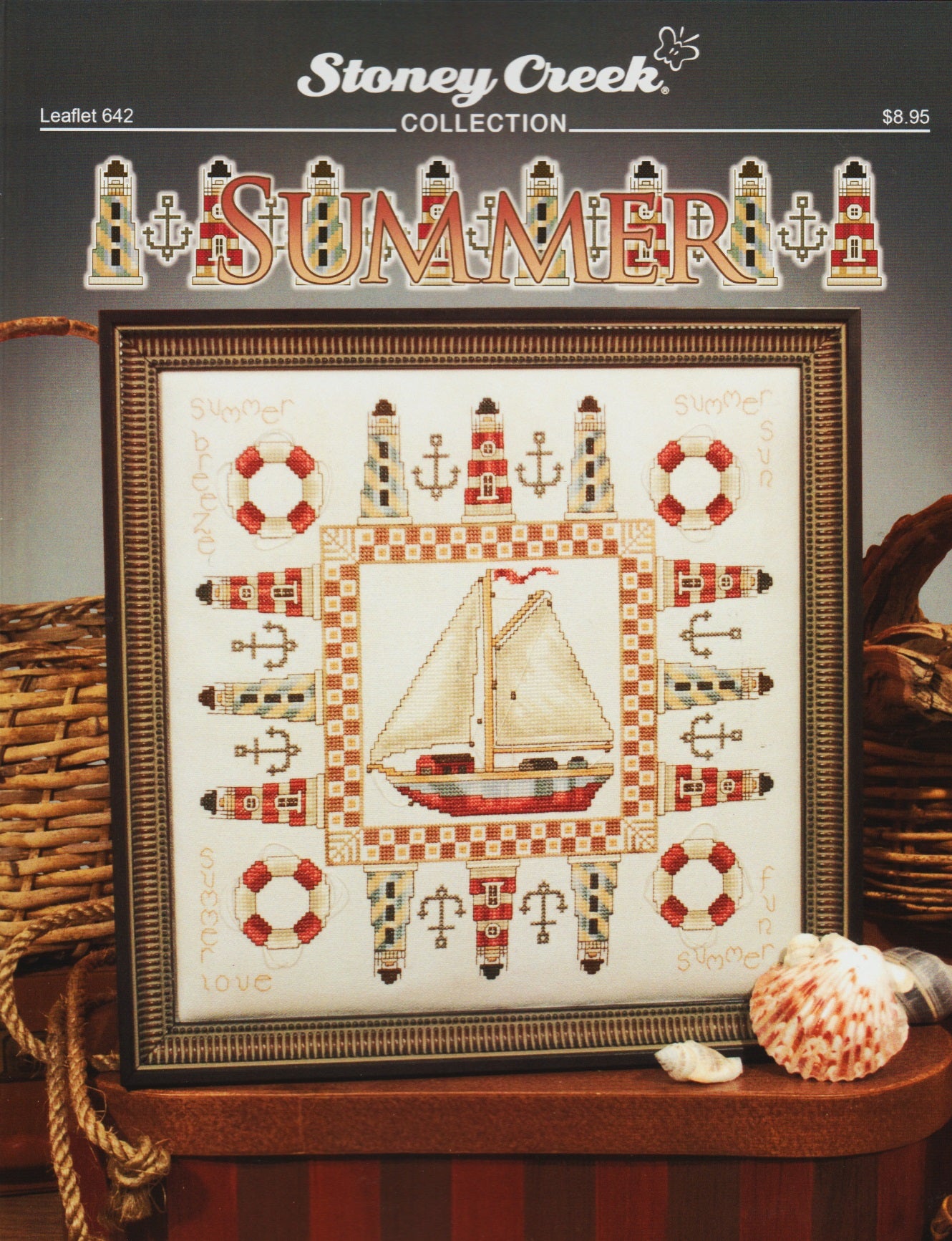 Stoney Creek Summer LFT642 lighthouse sailboat cross stitch pattern