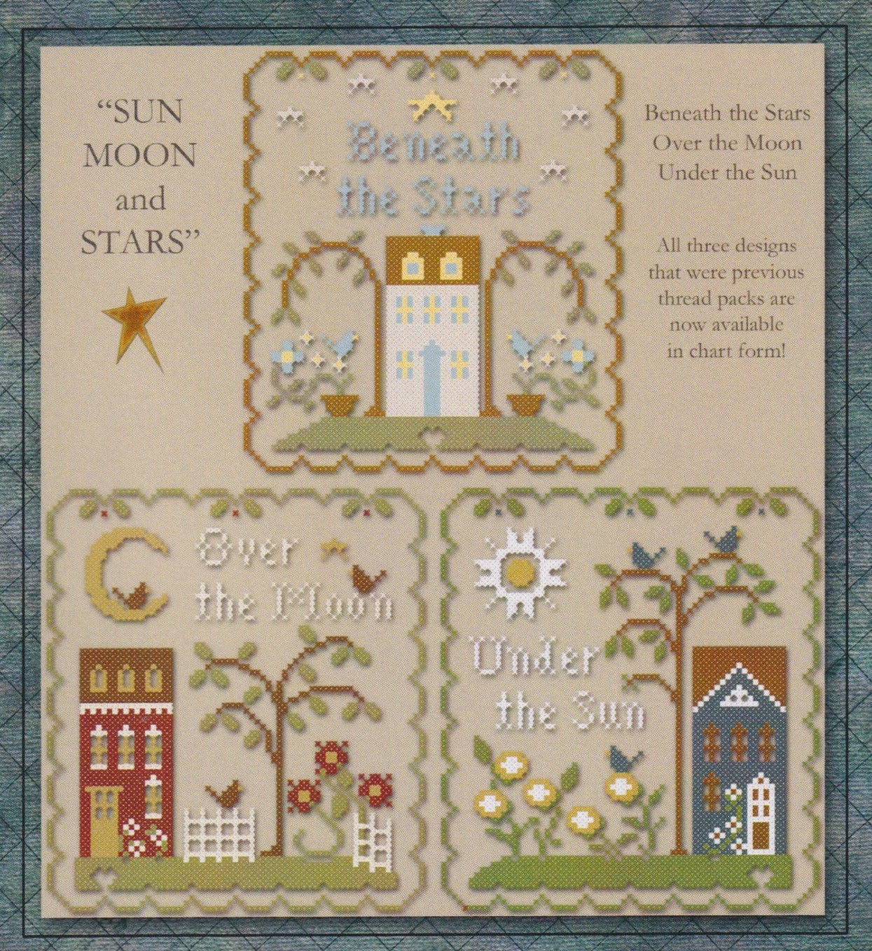 Little House Needleworks Sun, Moon and Stars cross stitch pattern