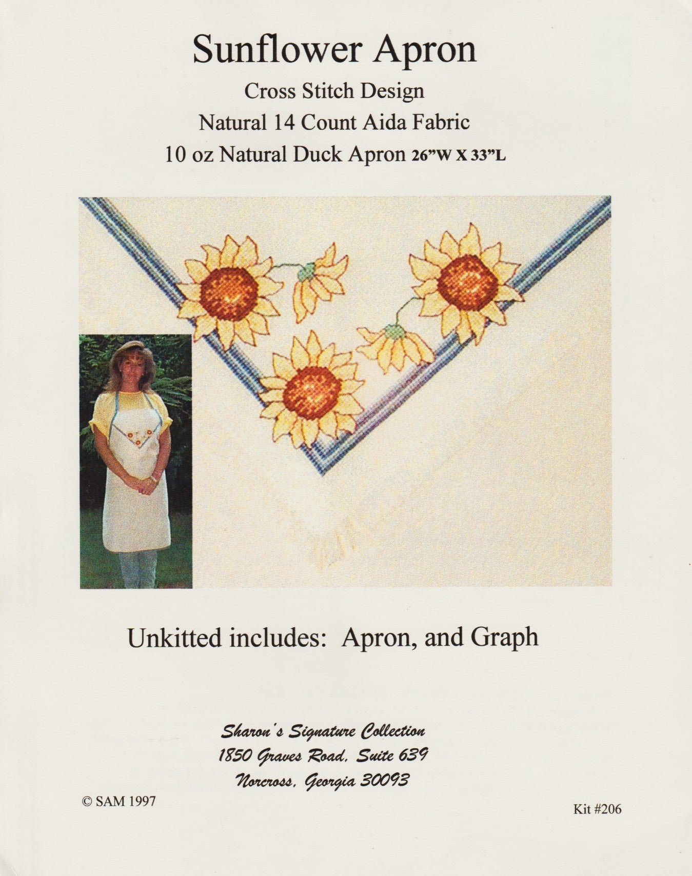 Sharon's Signature Collection Sunflower Apron 206 cross stitch kit