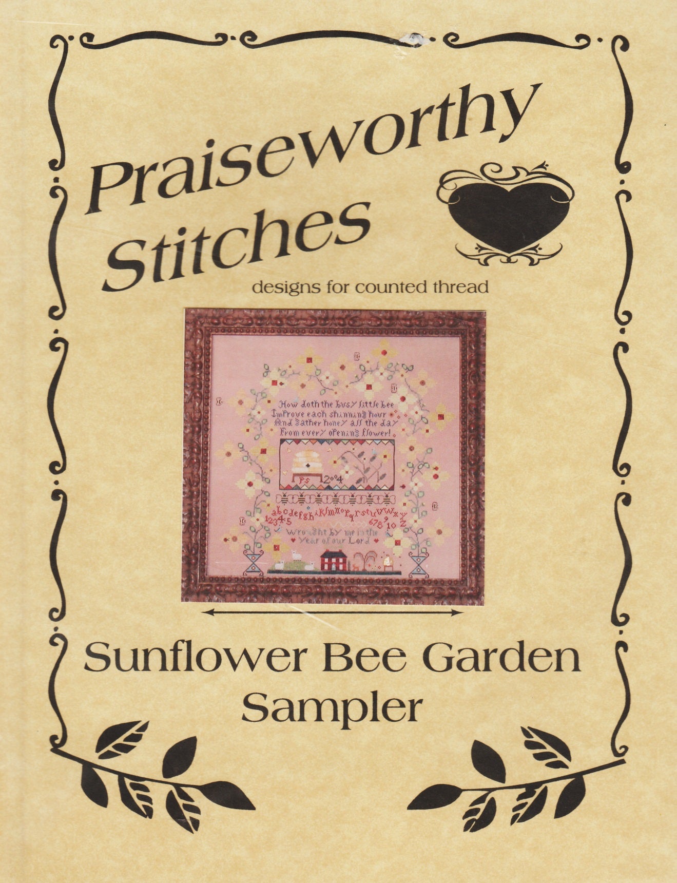 Praiseworthy Stitches Sunflower Bee Garden Sampler cross stitch pattern