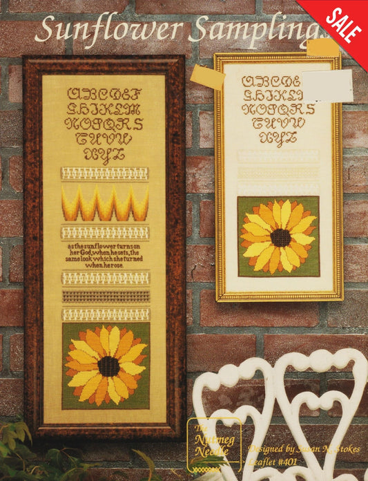 Nutmeg Needle Sunflower Samplings 401 flower cross stitch pattern