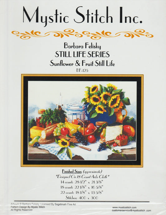 Mystic Stitch Sunflower & Fruit Still Life BF-125 cross stitch pattern