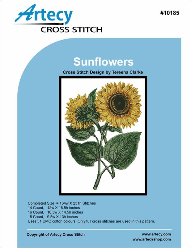 Artecy Sunflowers 10185 cross stitch flower pattern
