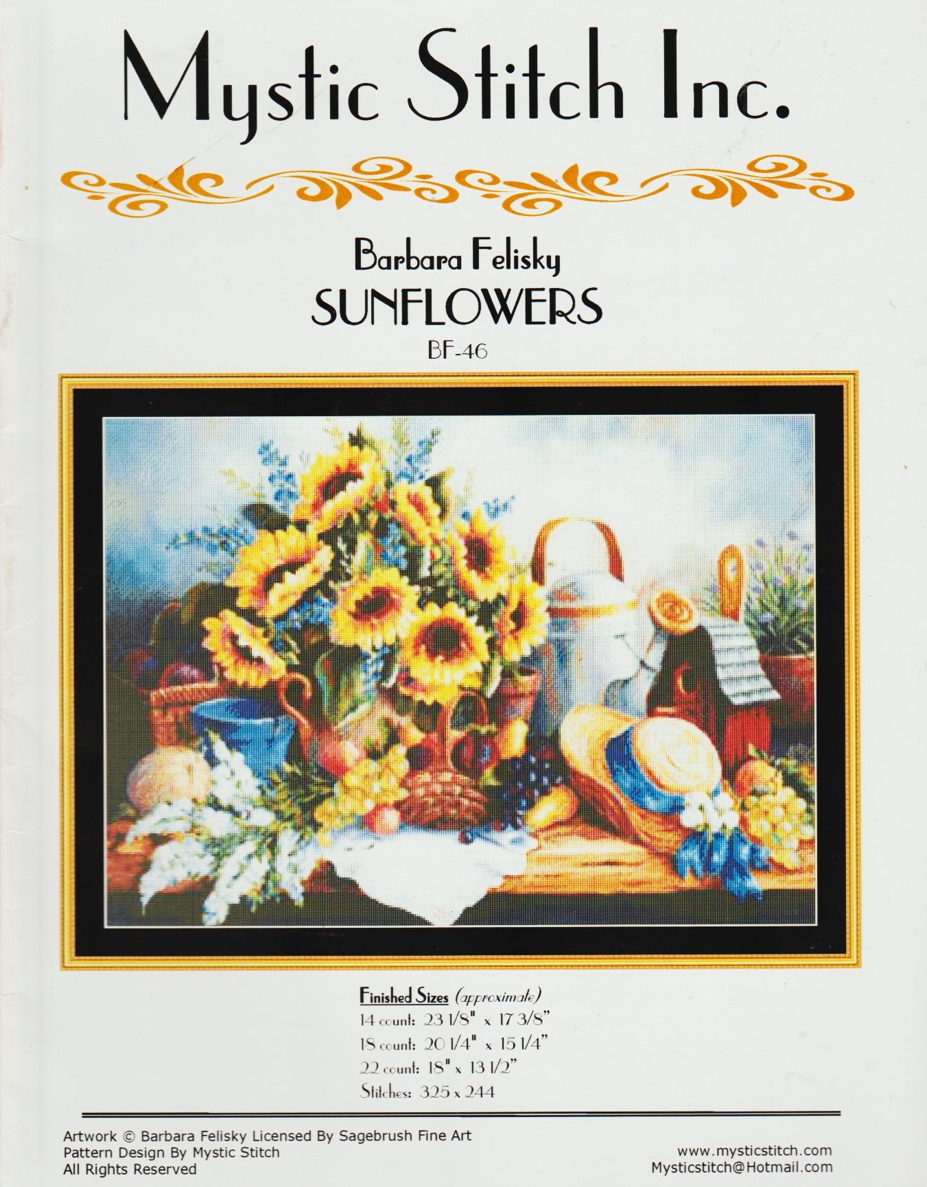 Mystic Stitch Sunflowers BF-46 cross stitch pattern