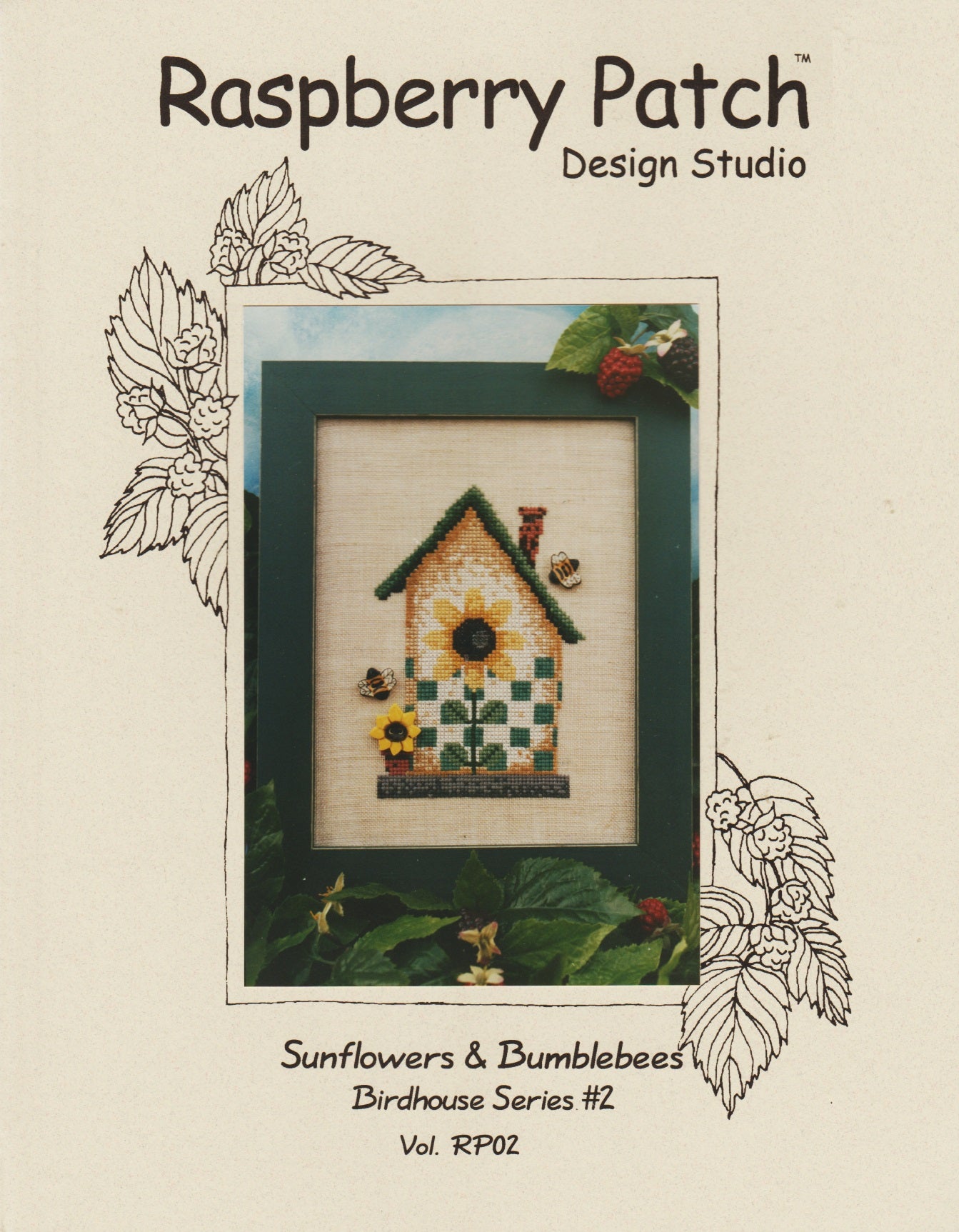 Doglas Designs Sunflowers & Bumblebees Raspberry Patch RP02 cross stitch pattern