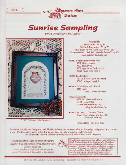 Stitchers Attic Designs Sunrise Sampling CO112 cross stitch pattern