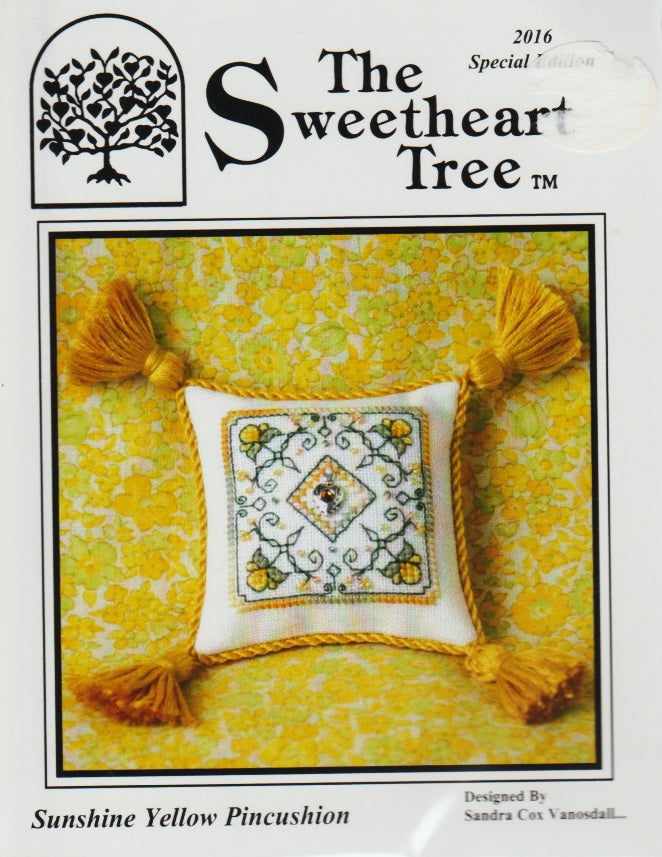 Sweetheart Tree Sunshine Yellow Pincushion 2016 Special Edition cross stitch pattern