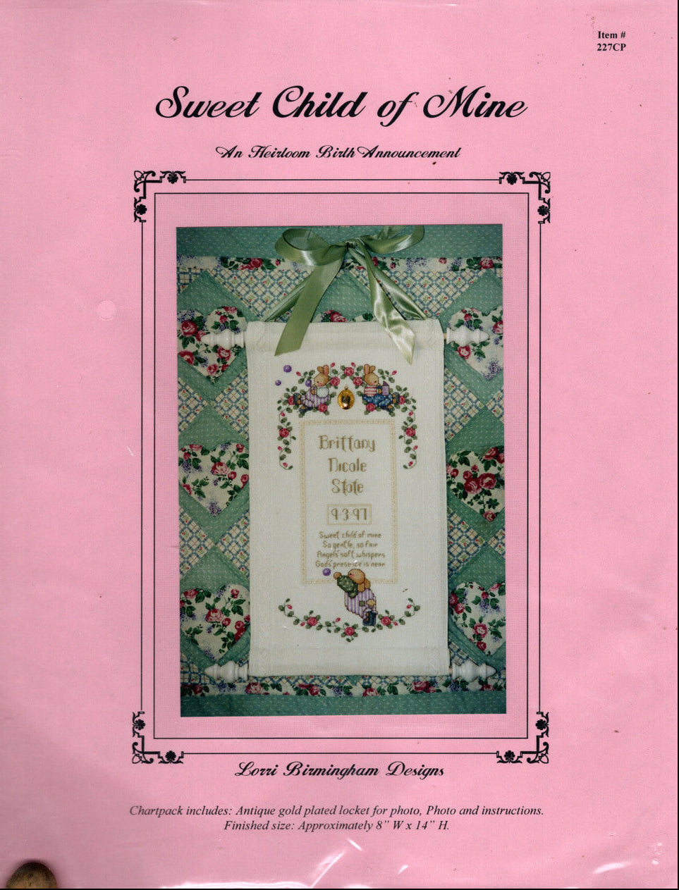 Lorri Birmingham Sweet Child of Mine baby sampler cross stitch pattern