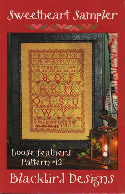 Blackbird Designs Sweetheart Sampler Loose Feathers 12 cross stitch pattern