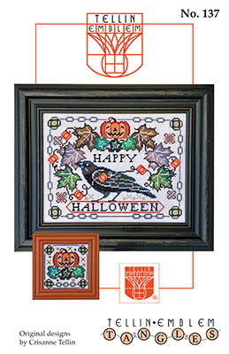 Tellin Emblem Tangled Tidings Happy Halloween cross stitch pattern