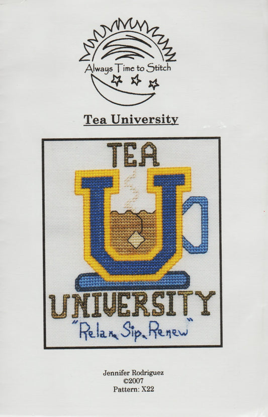 Always Time To Stitch Tea University cross stitch pattern